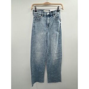 Hidden Logan Dad Jeans Womens 23 Blue Denim Frayed Hem High-Rise Relaxed Fit NWT